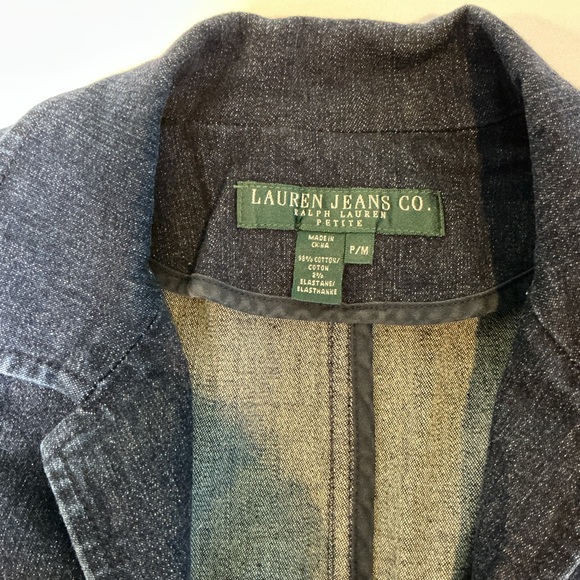 Ralph Lauren Jeans Co Indigo Dark Wash Fitted Denim Jacket Petite Medium - Picture 5 of 6